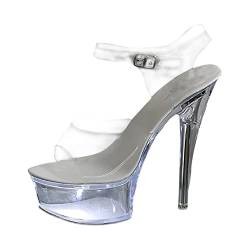 Schuhe Damen 40 Transparente sexy hochhackige Schuhe mit Lichtern für Frauen 15CM Schuhe Breite Füße Damen Herbst von Generic