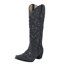 Schuhe Damen Boots Gefüttert besetzt Strass-Fersen für Frauen Damenstiefel Damen Schuhe Mit Absatz Offen (Black, 37) von Generic