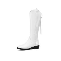 Schuhe Unter 5 Damen Stiefel, lässig, Flacher Absatz, Plateau, Quasten, Reißverschluss hinten, einfarbig, Kniehohe Stiefel Damen Weite H (White, 39) von Generic