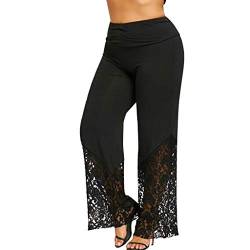 Schwarze Hose Damen Spitzen Hose Weites Bein Übergröße Spitzenhose Bequem Loose Freizeithose Frauen Lässig Sommerhose Schlaghose Tanzhose Yogahose von Generic