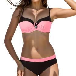 Sexy Bikini Damen Set Bademode Tankini Set mit Bügel Bikini Oberteil Große Brüste Push Up Crossover Bikini Strandmode Zweiteiliger Badeanzug Swimsuits for Women von Generic