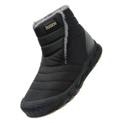 Snow Boots Damen Herren High Top Schneestiefel Mode Casual Sneakers Winter gepolsterte warme Damenstiefel Basketball Schuhe Herren 48 (Black, 43) von Generic