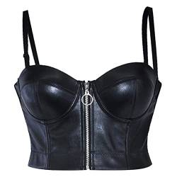 Sport BH Damen Schwarzer PU-Leder-BH für Frauen, sexy Push-Up-BH, plus Größe, Gothic-Wäsche, Unterwäsche, Bralette, Oberteile, Party, Clubwear von Generic