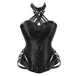 Steampunk Damen Corsage Gothic Korsett Damen Bauchweg Mittelalter Kleidung Corsagen Unterbrust Neckholder Bustier Body Shaper Corsets für Halloween Kostüm Karneval Viktorian Palast Piraten Cosplay von Generic