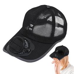 Sun Fan Hut - Baseball Fan Hut mit breiter Krempe, Sport Sonnenhut | Outdoor Sonnenhut mit Solarventilator, Solar wiederaufladbarer Ventilator,, Schwarz , 11-13 ans von Generic