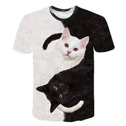 T-Shirt Damen Mit Aufdruck Katze Basic Shirt Kurzarm Oberteile Bluse 3D Drucke Shirts GroßE GrößEn Sommerbluse Oversize Tshirt Elegant Kurzarmblusen/Sweatshirt/Sportshirt/Laufshirt von Generic