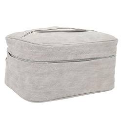 Tragbare Make-up-Tasche aus PU-Leder, Organizer mit Großem Fassungsvermögen, Handliche Kulturtasche, Praktisch mit Reißverschlüssen für Unterwegs (Grey) von Shanrya