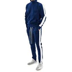 Trainingsanzug Herren, Jogginganzug Herren Sportanzug Freizeitanzug Fitnessanzug Männer Jogging Anzug Baumwolle Oversize Sport Streifen Zip Sweatjacke Sweatshirt und Lang Hose Tracksuit von Generic