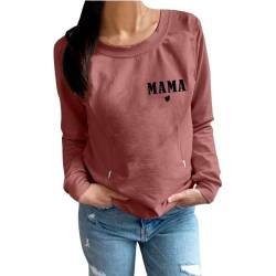 Umstandsmode Stillpullover Damen Pullover Rundhals Stillshirt Stillpullover mit Reißverschluss Langarm Stillzeit Bequem Nursing Top Schwangerschaft Stilltops Schwangere Stillfunktion Langarmshirts von Generic