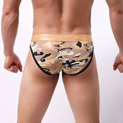 Unterhosen Herren Camo Slip aus Baumwolle Männer Logobund Unterwäsche Weich Microfaser Sportslip Tanga String Bequeme Stretch Herrenslips Mit Eingriff Weichbund Herrenunterwäsche Gelb L von Generic