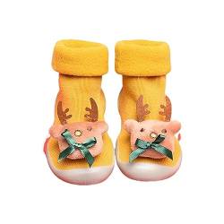 Weihnachten Kleinkind Socken und Schuhe Cartoon Muster Baby Mädchen Jungen Schuhe und Socken für 0 bis 3 Jahre Kleinkind-Mädchen-Hausschuhe (Gold, 21 Infant) von Generic