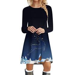 Weihnachtskleid Damen Lustig Weihnachtsmotiv Pulloverkleid Herbst Winter Langarm Minikleid Rentier Druck Rundhals Kleid Elegant Weihnachtsfeier Kleider Oberteile Xmas Pulli Top von Generic