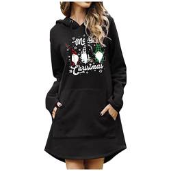 Weihnachtskleid Damen Ohne Kapuze Hoodie Kleid Herbst Winter Pulloverkleid Partykleid Winterkleid Mit Taschen Baggy Tunika Kleiderfür Weihnachts von Generic