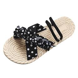 Weisse Sandalen Damen Comfort Damen Damen Hausschuhe Neues Muster Mode Fragmentierte Blumen Einfache Flache Unterseite Bequeme Rutschfeste Große Leichte Sandalen Plateau Damen Sandale (Black, 39) von Generic