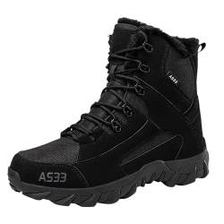 Winter-Plüsch-Baumwollstiefel, große Größe, Paare, Outdoor-Spezialeinheiten, Trainingsstiefel, mittelhohe Feldstiefel Schuhe Herren Blau Basketball Schuh (Black, 42) von Generic