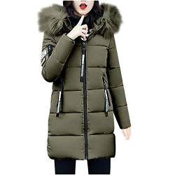 Winterjacke Damen, Fleecejacke Damen Warm Gefüttert Winter Jacke Mantel mit Fellkapuze Winter Dicke Daunenmantel Große Größen Übergangsjacke mit Zip und Tasche Wintermantel Daunenjacke von Generic