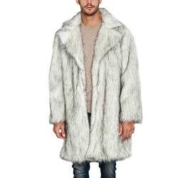 Wintermantel Pelzmantel Herren Fellmantel Langarm Revers Winter Warm Faux Pelz Mantel Jacke Einreiher Lange Fell Kunstfell Cardigan Felljacke Pelzjacke Plüschjacke von Generic