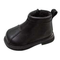 Winterschuhe Kinder Wasserdicht 32 Fashion Simple Splicing Plus Velvet Short Boots Stylish Side Zipper Soft Sole Children's Toddler Shoes Warm Boots Winterschuhe 29 (Black, 25.5 Toddler) von Generic