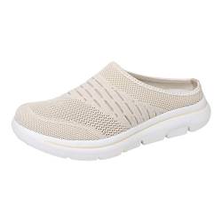 Damen Orthopädische Hausschuhe mit Luftkissen Bequeme Wanderschuhe Sportlich Leicht Mesh Wedge Slippers Weiche Slip On Sneakers Damen Outdoor Hausschuhe, weiß, 37 EU von Generico