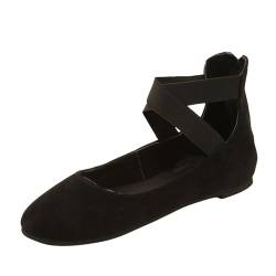 Genérico Modisch und bequem, weiches Leder, flache Loafers, elegante Walking-Sandalen für Damen, Schwarz , 41 EU von Genérico