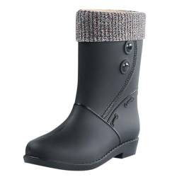 Genérico Regenstiefel aus PVC-Gummi für Damen, modische Stiefel mit abnehmbarem und waschbarem Futter, rutschfest, modisch, für Damen, weite Wasserstiefel, offene Gummistiefel, Schwarz , 38 EU von Genérico