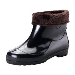 Gummistiefel mit Thermo-Fleece-Futter für Herren und Damen, Arbeitsschuhe im Freien, weich und saugfähig, wasserdichte Outdoor-Stiefeletten für Herren, Schwarz , 43 EU von Genérico