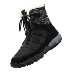 Herren Schneestiefel Winterstiefel Winterschuhe Futter Leder wasserdicht rutschfest Wanderstiefel warme Wanderstiefel Bergstiefel rutschfeste Sohle bequem Schnee Outdoor Boots, Schwarz , 41 EU von Genérico