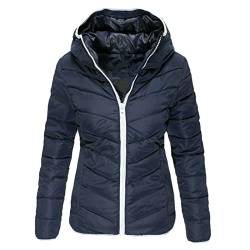 Générique 2024 Weihnachten Damen Winterjacke Steppjacke Baumwollmantel mit Kapuze Langarm Jacken Outwear Jacke Pullover Für Frauen, marine, 48 von Générique