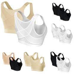 2 Stücke Damen Sport BH Starker Halt Push Up Sport Bustier Ohne Bügel Verstellbare Träger Yoga Bra Gepolstert Laufen Gym Fitness BH ohne Bügel Crossback Seamless Yoga Joggen Sports Bra von Generisch