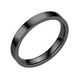 3MM Edelstahl Massive Ringe Ehering Ringe Für Frauen Ringe Für Männer Glatte Ringe Geometrie Ringe Größe 6 13 Wikinger Ringe Herren (Black, 11) von Generisch