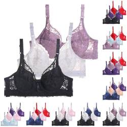 3er Pack BHS Damen Push Up BH Set Frauen Grosse Grössen Klassische BH Mit Verstellbarem Weich Atmungsaktiver Bequem BHS Set Bustier Für Alltag Fitness Yoga Damen Bequme Damen-BHS (D-White, 95D) von Generisch