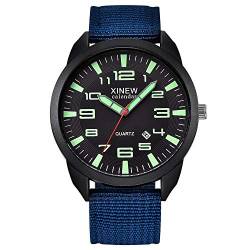 Analog Quarzuhr für Herren Band Kalender Armbanduhr Uhr Herren Nylon Business Quarz wasserdicht Sport Herrenuhr Herren-Uhre (E, One Size) von Generisch