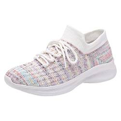 Arbeitsschuhe Damen Pflege Stoffschuhe Damen Weiß Freizeit Damen Schnürschuhe Reise Weiche Sohle Bequeme Schuhe Outdoor Mesh Runing Mode Sport Turnschuhe Damen Schwarz Sneaker Ballerina (White, 37) von Generisch