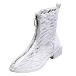 Atmungsaktive Schuhe Damen Flache Schuhe Zum Kleid Mesh-Stiefel für Damen, atmungsaktive Schnürschuhe, Flache Freizeitschuhe, Unisex, leichte Barfuss Schuhe Damen Outdoor Schwarze Pumps (White, 40) von Generisch