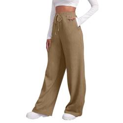 Baggy Jogginghose Damen Weite Graue High Waist Sweathose Lang Hosen Baggy Jogginghose Y2K Freizeithosen Sporthosen Mit Taschen Teenager Mädchen Klamotten Jogging Laufhosen Arbeitshose von Generisch