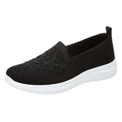 Ballerinas Damen Bequem Ballerinas Damen Schwarz Damen-Sneaker, gestrickt, atmungsaktiv, weiche Seite, weiche Sohle, Freizeitschuhe, gestreift, Barfuß Sneaker Damen Silber Sandaletten Mit (Black, 38) von Generisch