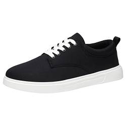 Barefoot Wasserschuhe Damen Durchsichtig Sneaker Herren-Freizeitschuhe, modisch und einfach, einfarbig, dicker , flacher , bequeme Canvas-Schnürschuhe Yoga Schuhe BarfußSchuhe Damen (Black, 46) von Generisch