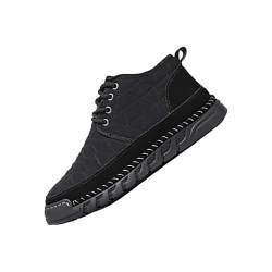 Barfuß Schuhe Winter Herren Thermoschuhe Herren Herren-Schneestiefel, High-Top-Schneestiefel, modische, lässige Turnschuhe, atmungsaktive, flache Schuhe Herren Sneakers Gefüttert Herren (Black, 46) von Generisch