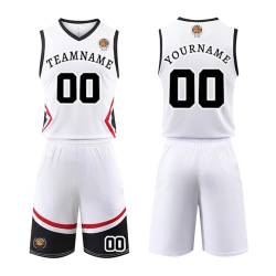 Benutzerdefiniert Basketball Trikot Shirt und Shorts 2 Teiliges Set Jeder Name Nummer Team Logo - Basketball Trikot Jungen Männer Personalisierte Basketball Shirt#10 von Generisch