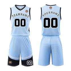 Benutzerdefiniert Basketball Trikot Shirt und Shorts 2 Teiliges Set Jeder Name Nummer Team Logo - Basketball Trikot Jungen Männer Personalisierte Basketball Shirt#8 von Generisch