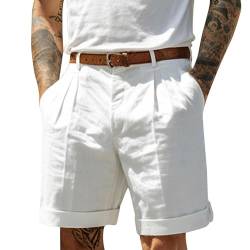 Bermuda Shorts Herren mit Gummibund Anzug Kurze Hose Männer Straight Fit Freizeit Baggy Cargo Shorts Herren Sommer Leichte Atmungsaktiv Sport Kurze Arbeitshosen Herren mit Taschen Strand Jogging von Generisch