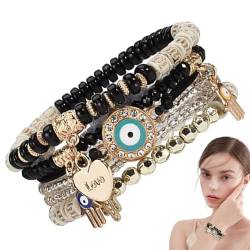 Böhmische Charm-Armbänder, mehrschichtige Böhmische Armbänder, Mehrschichtige Boho Evil Eye Schmuckarmbänder, Stilvolle Western-Armbänder, stapelbares Boho-Schmuckarmband für Männer und Frauen von Generisch