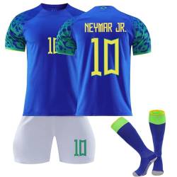 Brasilian Fußball Trikots Shorts Socken Set für Kinder und Erwachsene, Hause/Auswärts Nr.10/20 Fussball Trikot Trainingsanzug für Jungen Herren Blau und Gelb von Generisch