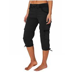 Caprihose Damen Sommer Leicht 3/4 Kurz Knielanges Arbeitshose Elastischer Bund Lässig Cargohose Bequem Luftig Strandhose Atmungsaktiv Laufhose Jogginghose Cropped Pants Freizeithose Stoffhose von Generisch