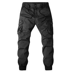 Cargo Hosen Männer, Men's Summer Casual Fashion Overalls Loose Camouflage Straight Leg Overalls Arbeitshose Männer Handytasche Laufen Vikinger Hose Transparent Weiße Herrenhosen (L, Schwarz) Generisch von Generisch