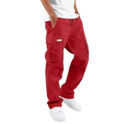 Cargohose Herren Hose Baumwolle Cargo Hosen Baggy Arbeitshosen Männer Leichte Sommerhose Bequeme Freizeithose Mit Gummizug Freizeit Einfarbig Pants Autumn Stoffhose Locker Jogginghose Mit Taschen von Generisch