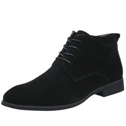 Chelsea Boots Herren Wildleder Braun SchnüRsenkel Leder Stiefel Stiefeletten Ankle Boots Spitze Zehenpartie SchnüRstiefel High Top Oxford-Schuhe Casual Business Schuhe Winter Stiefel Mit Absatz von Generisch