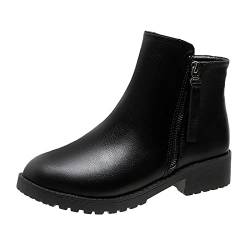 Cowboy KostüM Damen Glitzer Boots Gummistiefel Minimalistische Stiefeletten mit seitlichem Reißverschluss für Damen, Stiefeletten, Kurze Stiefel, Cowboy KostüM Damen Glitzer Boots (Black, 37) von Generisch