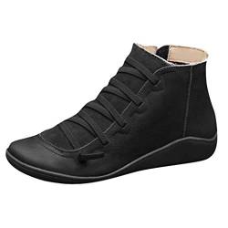 Cowboy Stiefeletten Damen mit Absatz Klassisch Lässiges Vintage Reißverschluss Winterstiefel Damen Stiefel Overknees Stiefel Damen Motorradstiefel Damen Regenstiefel Damen Stiefeletten Damen Braun von Generisch