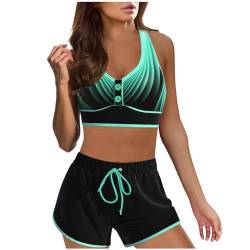 Damen Bikini Set Sexy Push Up Badeanzug Zweiteilige Sexy Bikini Damen Trägerlos Bikini-Set Bandeau-Bikini Damen High Waist Zweiteiler Sommer Damen Mit Shorts Badeanzügen Für Damen Badeanzüge von Generisch